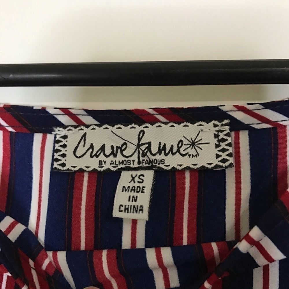 Almost Famous Red Navy Striped Cold shoulder Top - Picture 5 of 5